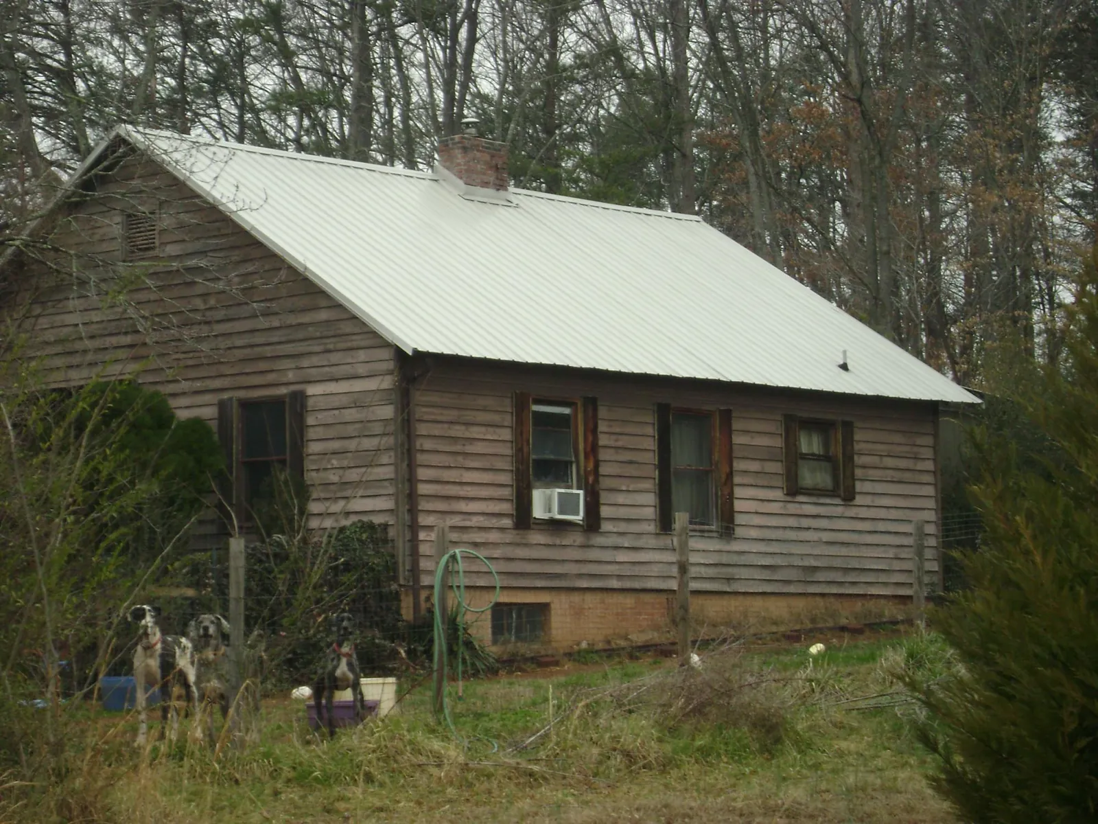 White metal roof on an old wood sided farmhouse, from a Asphalt Shingle Roof Repair job in Centreville